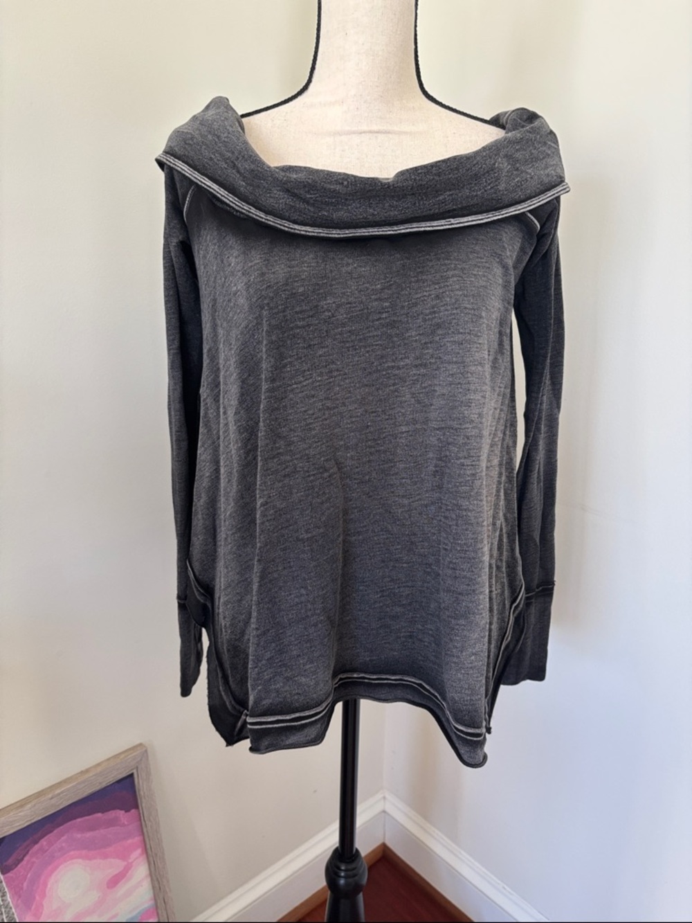 Free People Dark Gray Off-Shoulder Women’s Sweater Small